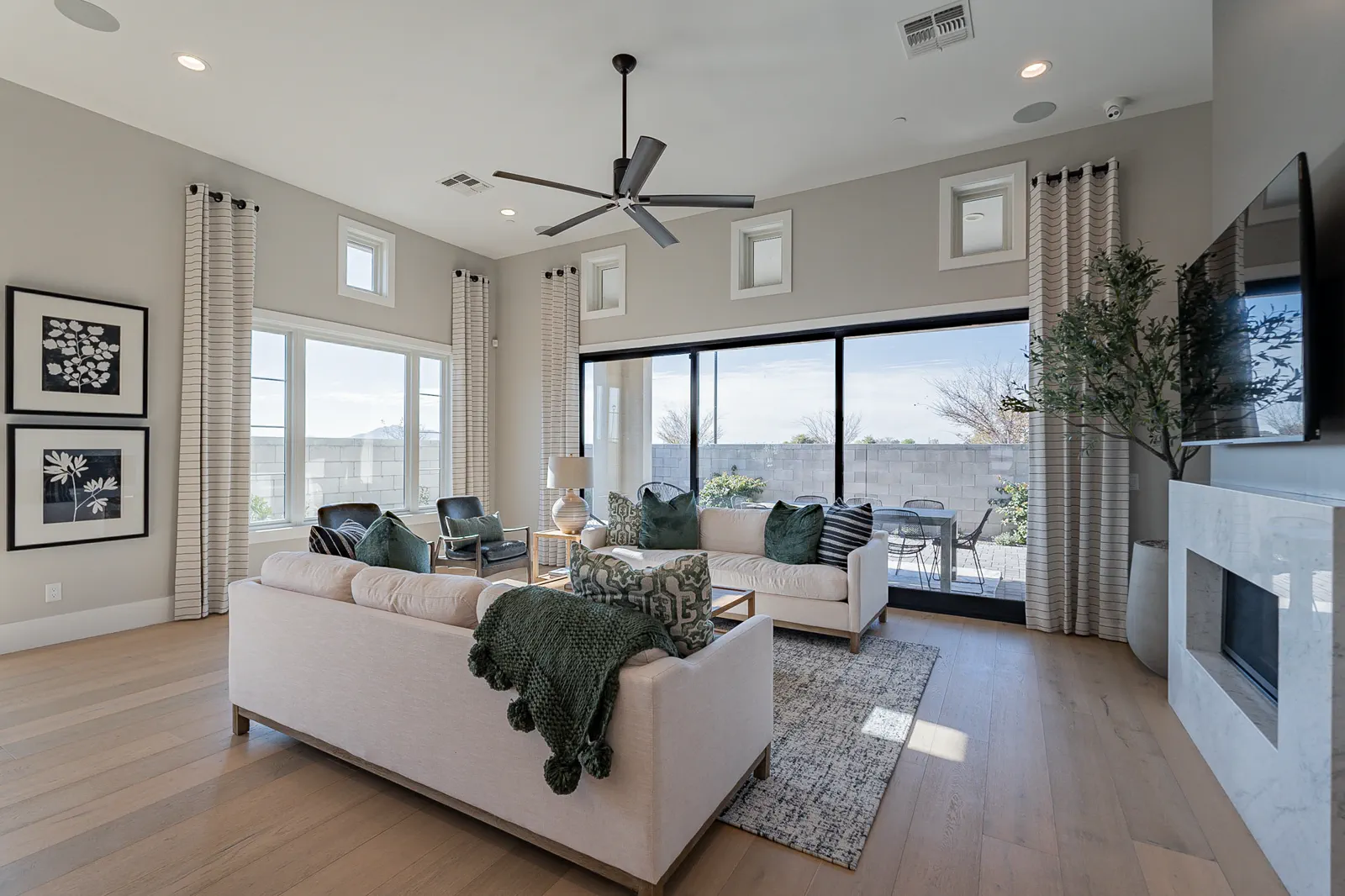 The living room of a Capital West model home